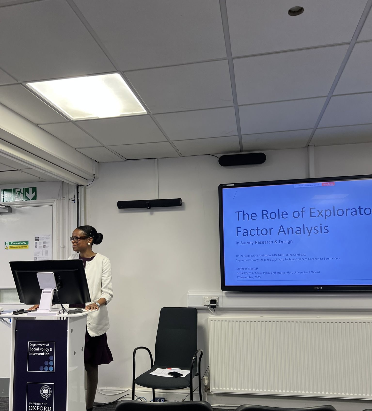 Giving a lecture at Oxford University